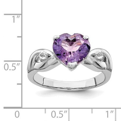 Sterlingsilber Lavender Zirkonia Herz Ring (size 8 Nur)