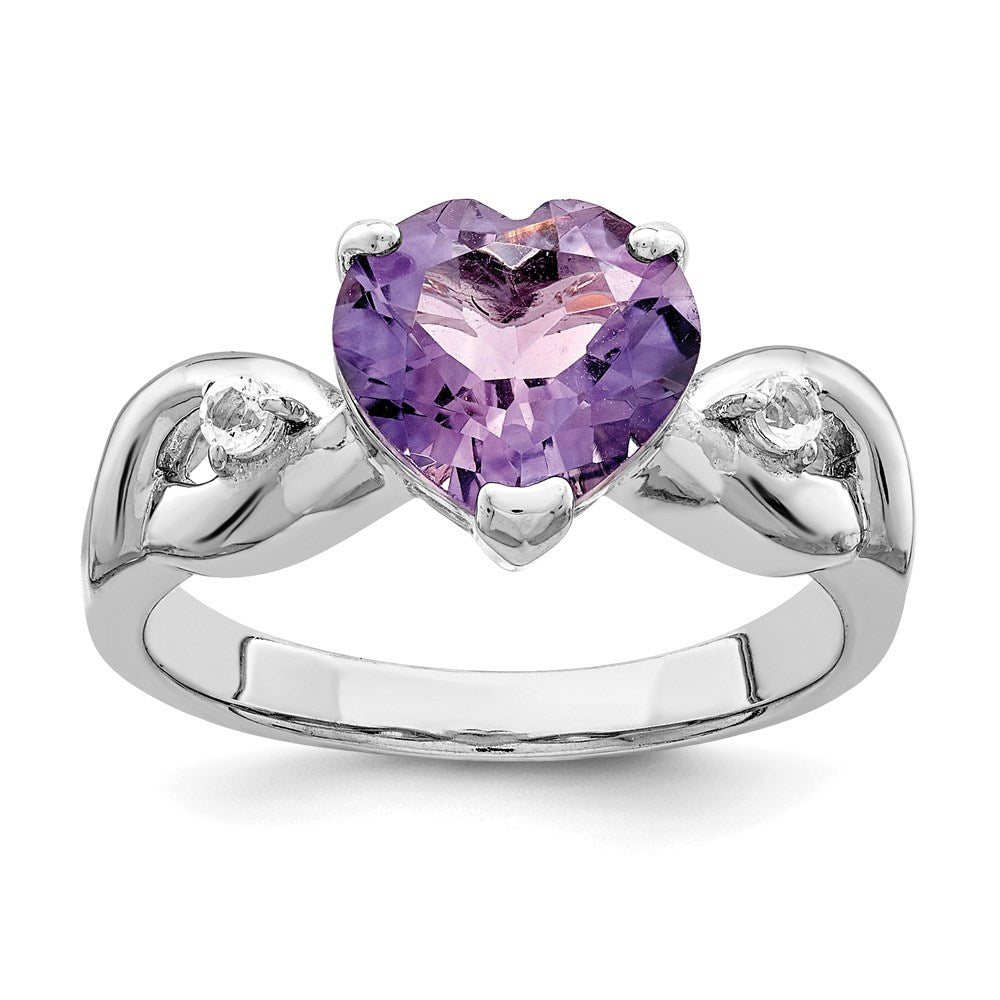 Sterlingsilber Lavender Zirkonia Herz Ring (size 8 Nur)