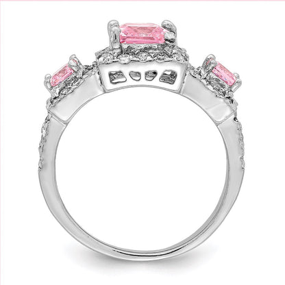 Sterlingsilber Rhodiniert Rosa Quadratisch Zirkonia Ring