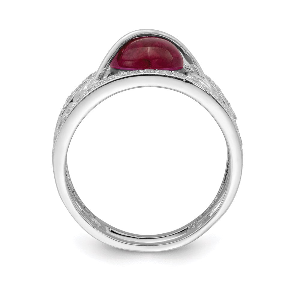 Sterlingsilber Rhodiniert Rot Herz Zirkonia & Klar Ring (size 7 Nur)