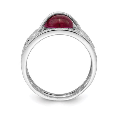 Sterlingsilber Rhodiniert Rot Herz Zirkonia & Klar Ring (size 7 Nur)