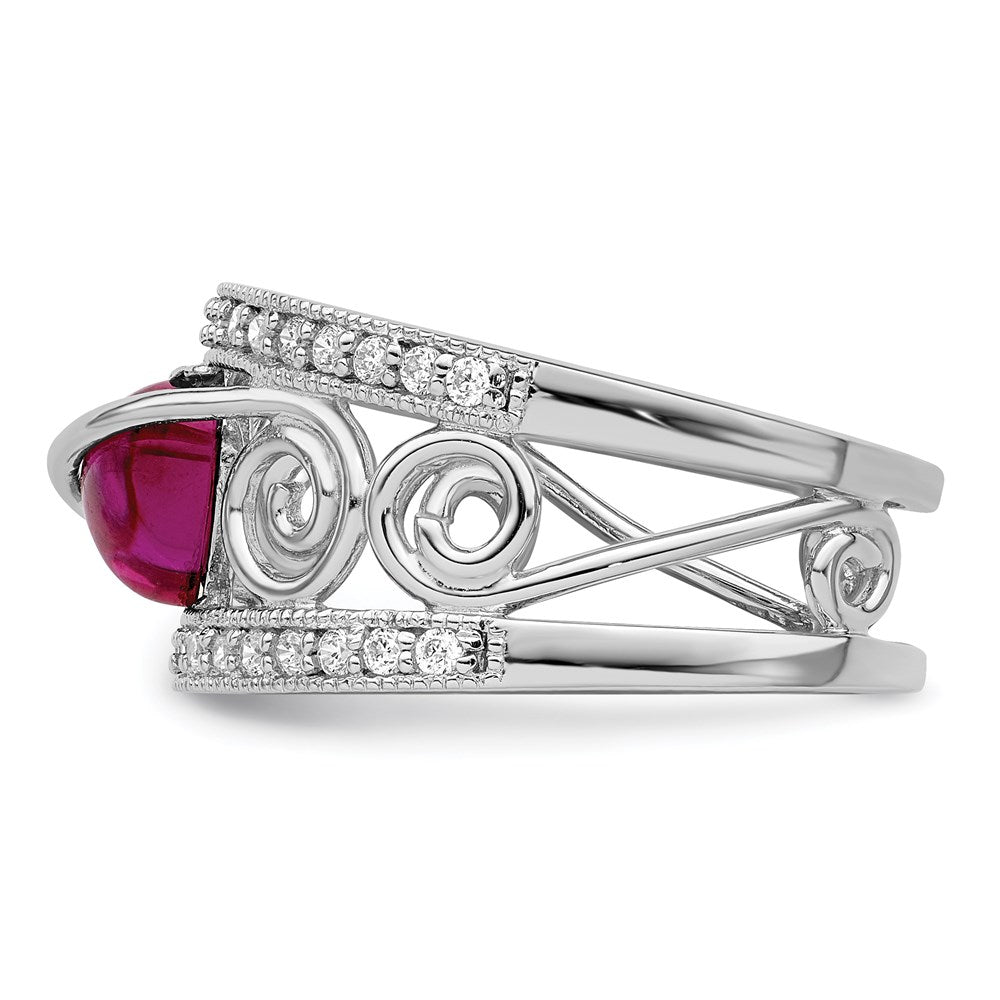 Sterlingsilber Rhodiniert Rot Herz Zirkonia & Klar Ring (size 7 Nur)