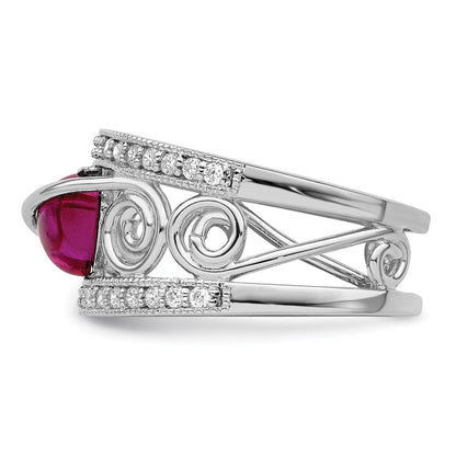 Sterlingsilber Rhodiniert Rot Herz Zirkonia & Klar Ring (size 7 Nur)