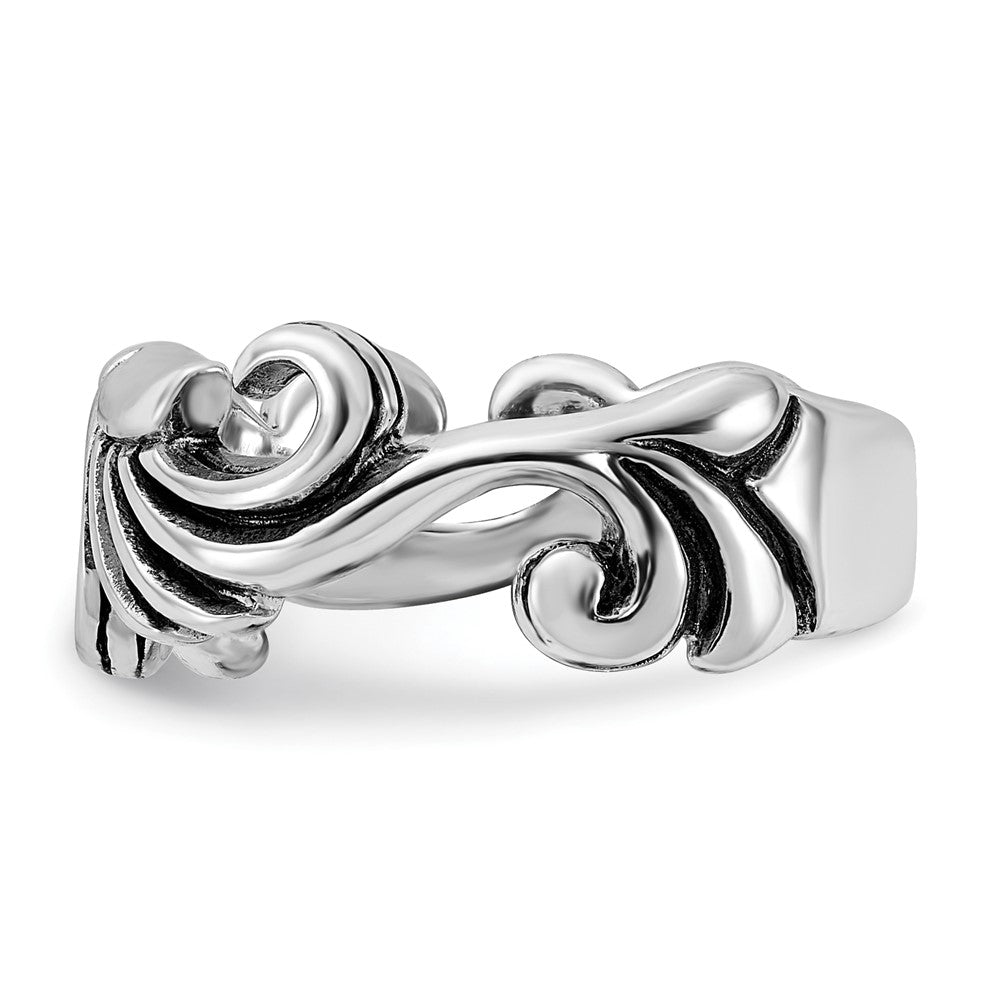 Sterlingsilber Poliert & Antikisiert Gebogen Design Ring
