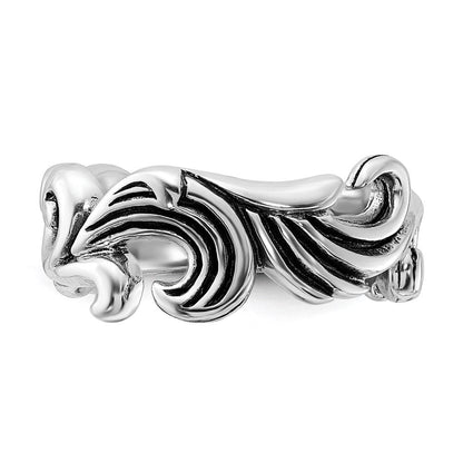 Sterlingsilber Poliert & Antikisiert Gebogen Design Ring