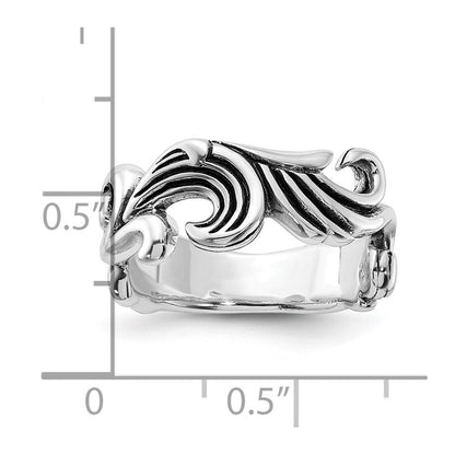 Sterlingsilber Poliert & Antikisiert Gebogen Design Ring