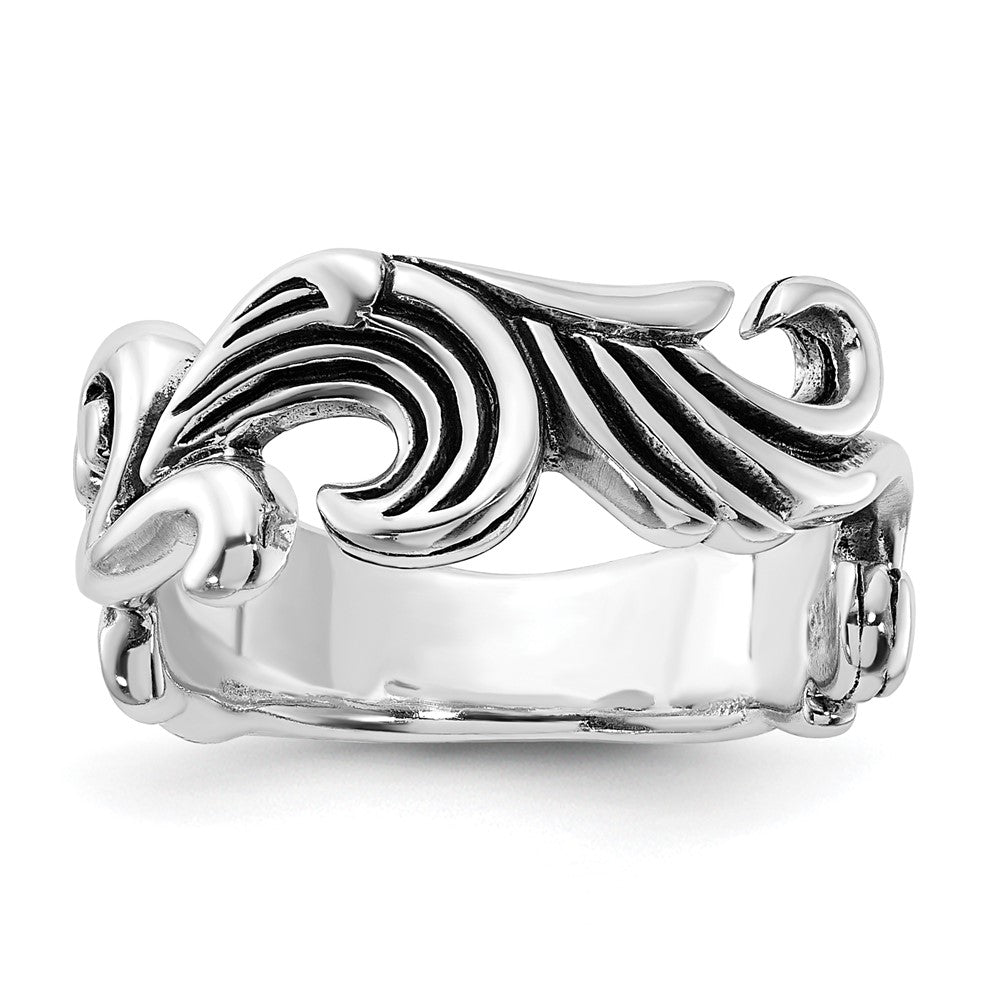 Sterlingsilber Poliert & Antikisiert Gebogen Design Ring