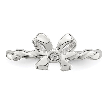 Sterlingsilber Zirkonia Schleife Ring (size 8 Nur)