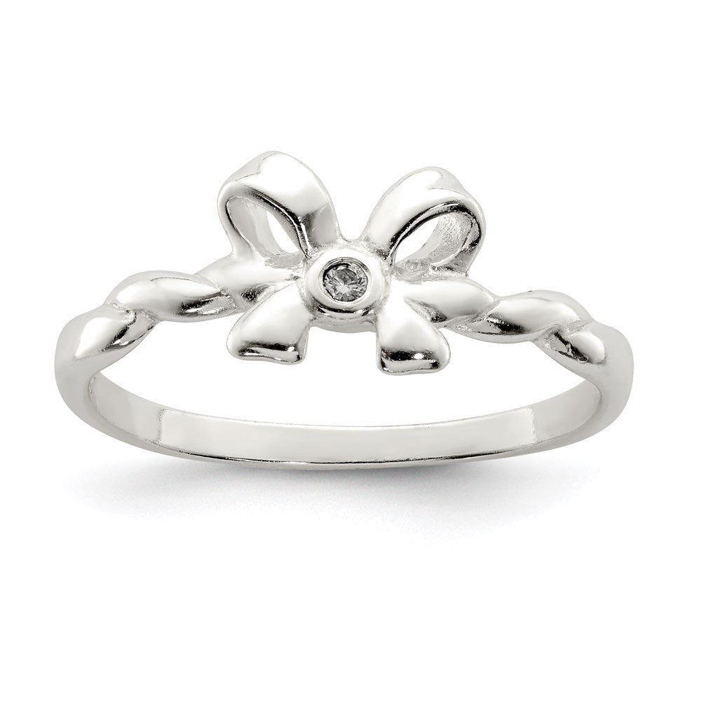 Sterlingsilber Zirkonia Schleife Ring (size 8 Nur)