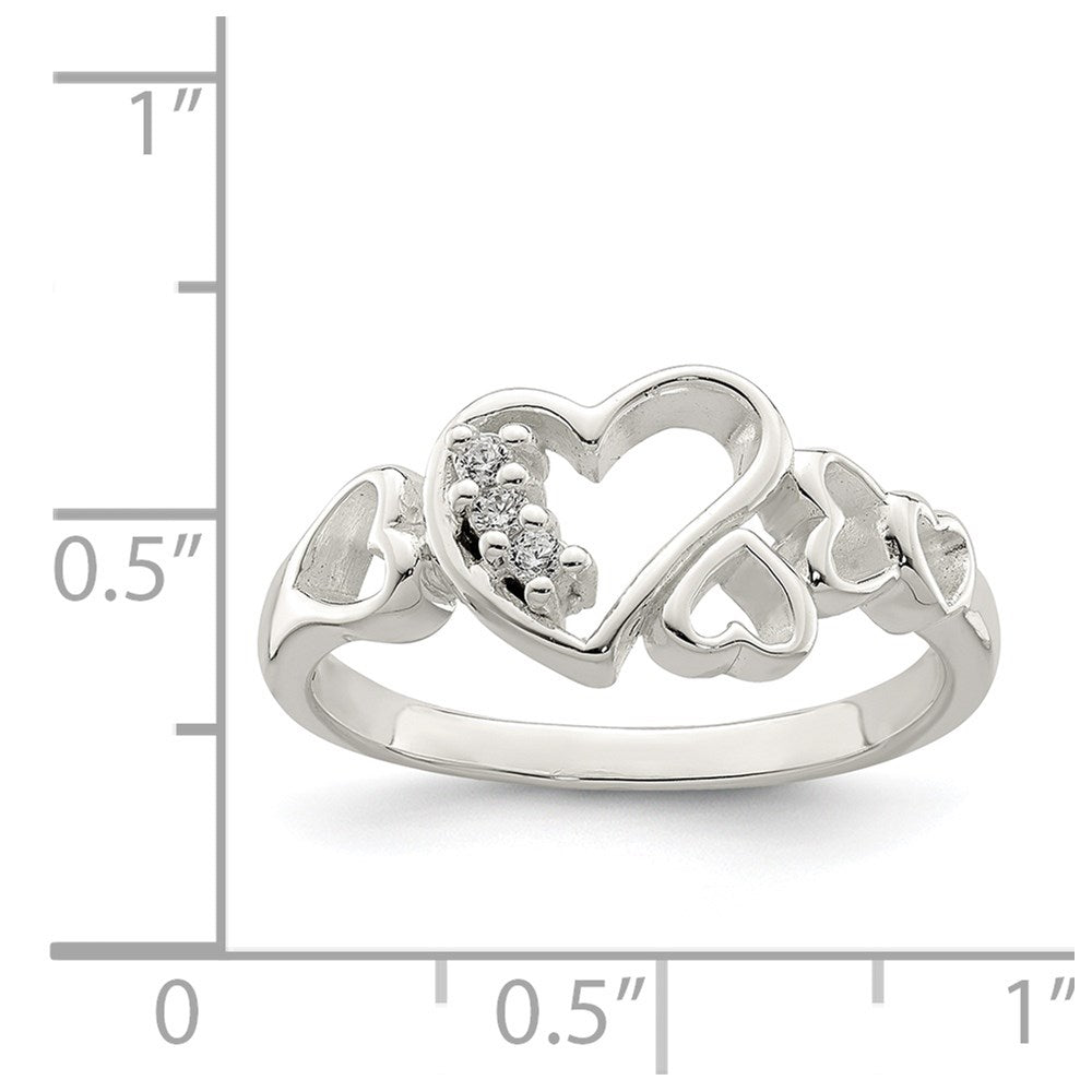 Sterlingsilber Zirkonia Herz Ring