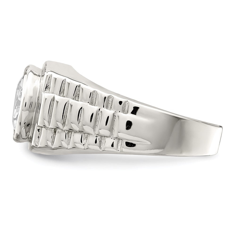 Sterlingsilber Rhodiniert Herren Zirkonia Ring