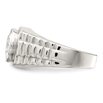 Sterlingsilber Rhodiniert Herren Zirkonia Ring