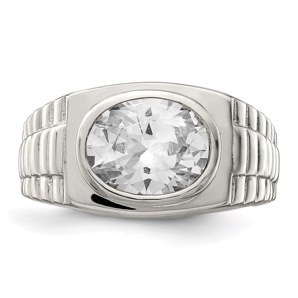 Sterlingsilber Rhodiniert Herren Zirkonia Ring