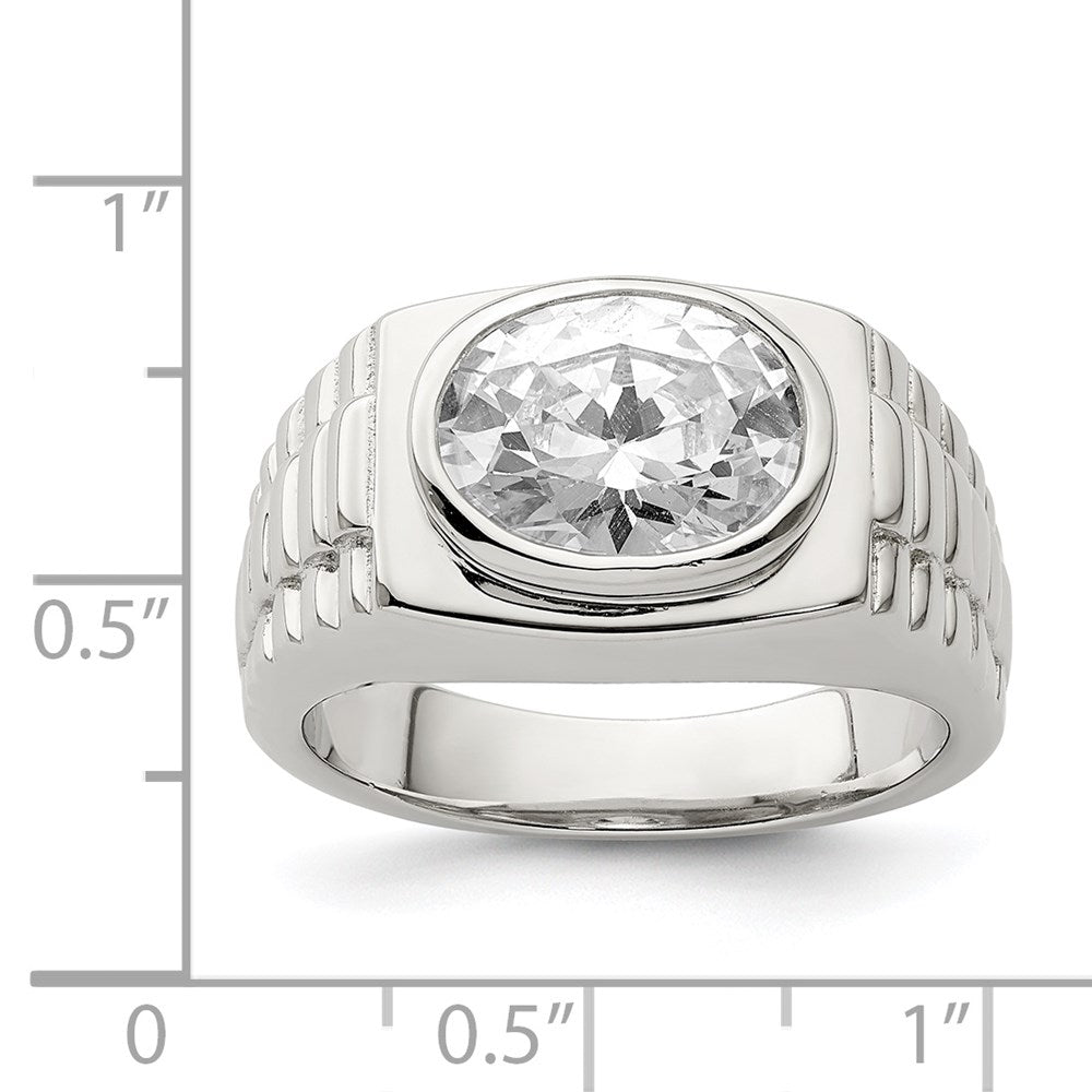 Sterlingsilber Rhodiniert Herren Zirkonia Ring