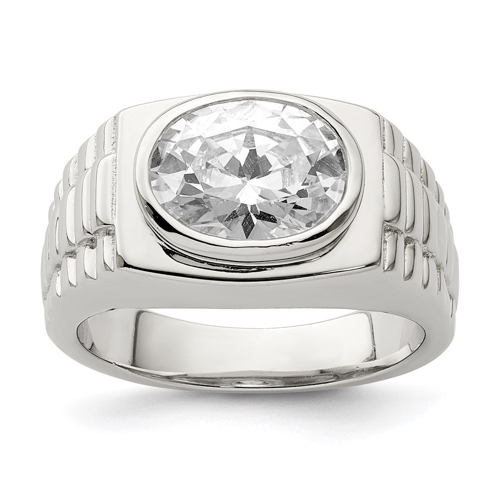 Sterlingsilber Rhodiniert Herren Zirkonia Ring