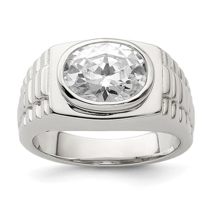 Sterlingsilber Rhodiniert Herren Zirkonia Ring