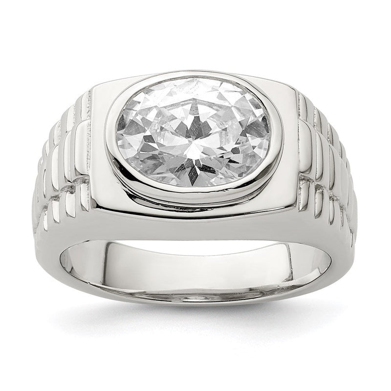 Sterlingsilber Rhodiniert Herren Zirkonia Ring