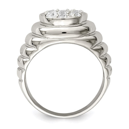 Sterlingsilber Rhodiniert Herren Zirkonia Cluster Ring