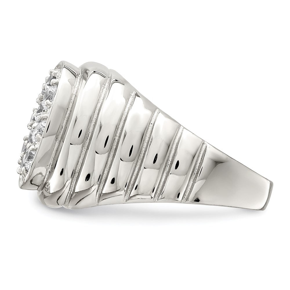 Sterlingsilber Rhodiniert Herren Zirkonia Cluster Ring