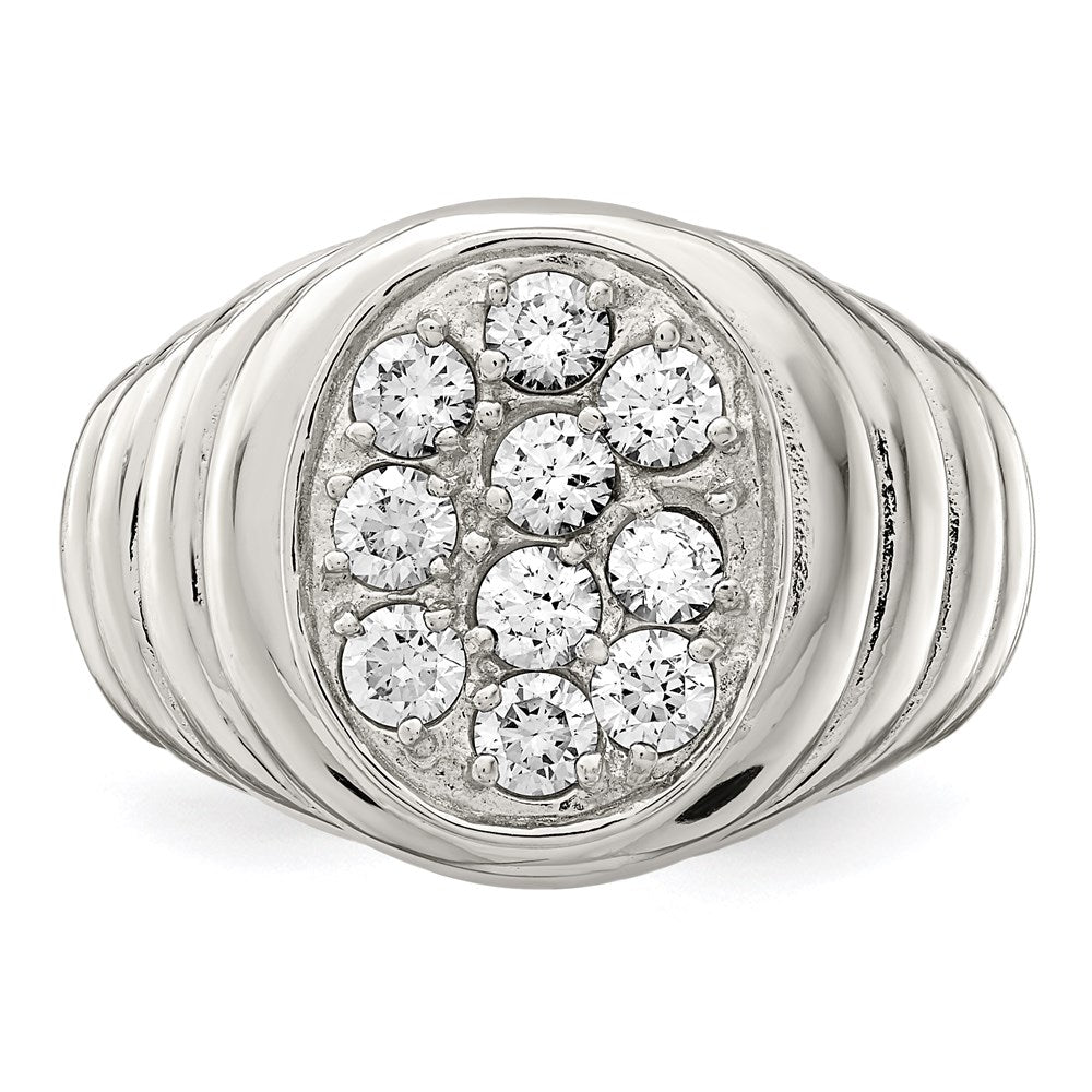 Sterlingsilber Rhodiniert Herren Zirkonia Cluster Ring