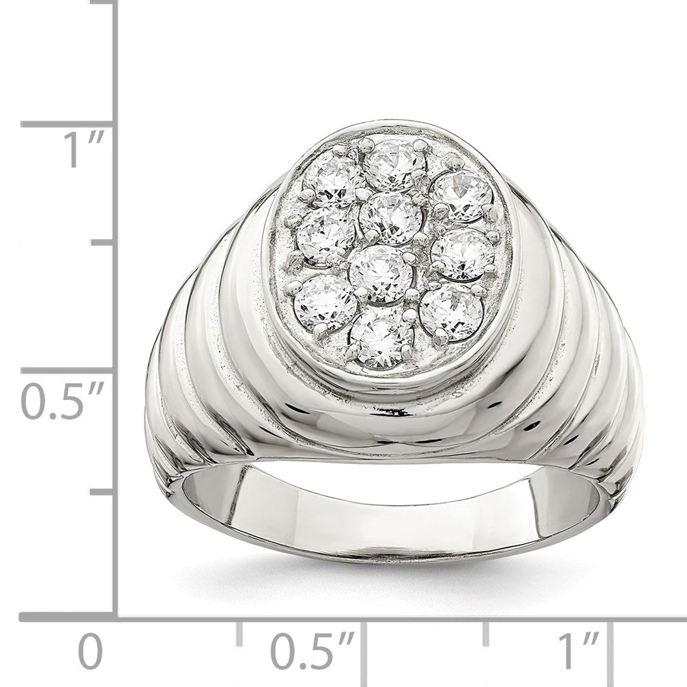 Sterlingsilber Rhodiniert Herren Zirkonia Cluster Ring