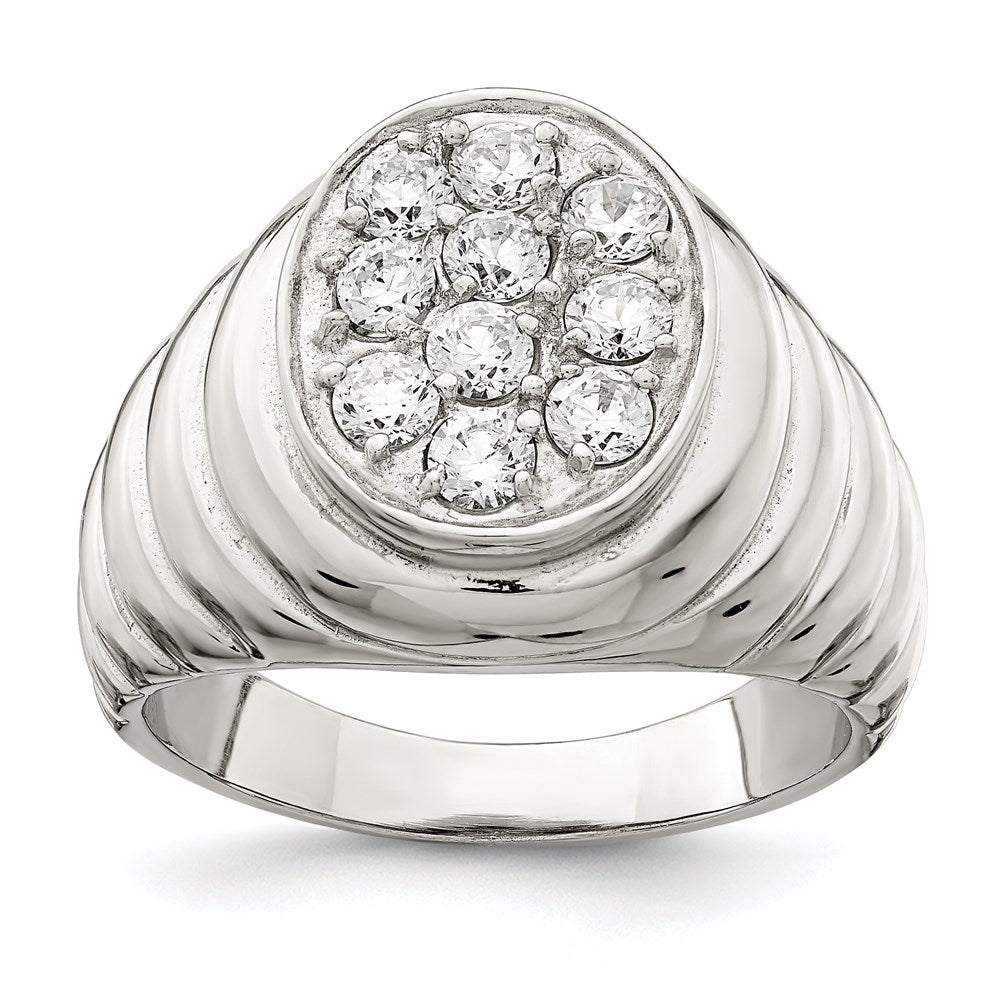 Sterlingsilber Rhodiniert Herren Zirkonia Cluster Ring