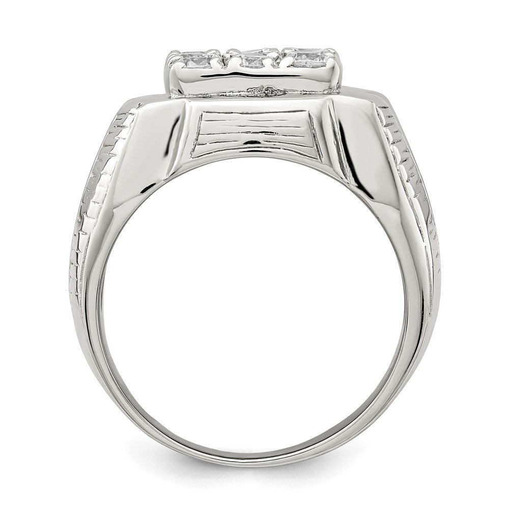 Sterlingsilber Rhodiniert Herren Zirkonia Ring