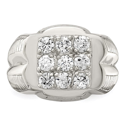 Sterlingsilber Rhodiniert Herren Zirkonia Ring