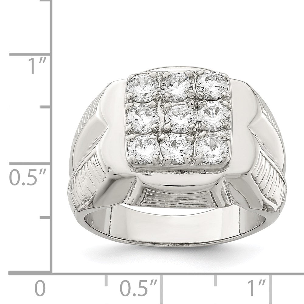 Sterlingsilber Rhodiniert Herren Zirkonia Ring