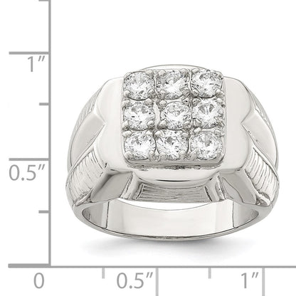 Sterlingsilber Rhodiniert Herren Zirkonia Ring