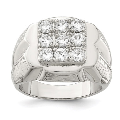 Sterlingsilber Rhodiniert Herren Zirkonia Ring