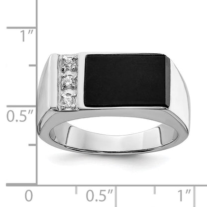 Sterlingsilber Rhodiniert Onyx & Zirkonia Ring
