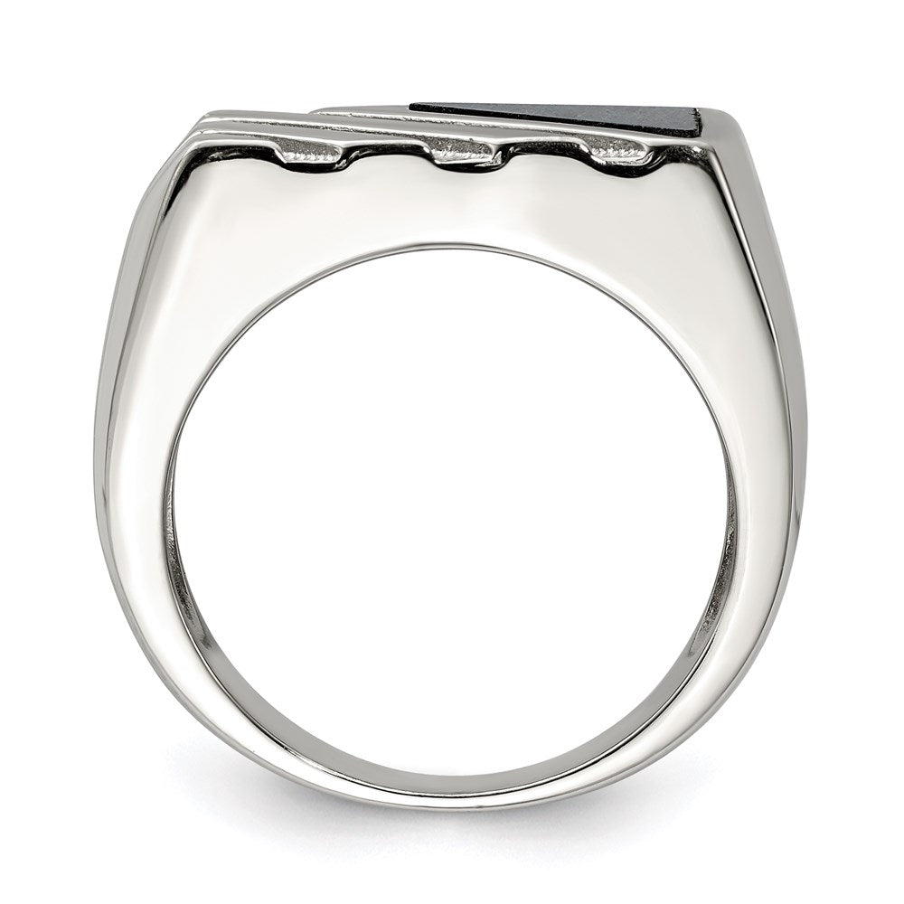 Sterlingsilber Rhodiniert Herren Onyx Ring