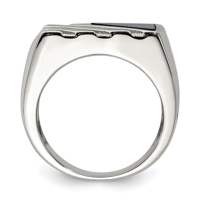 Sterlingsilber Rhodiniert Herren Onyx Ring
