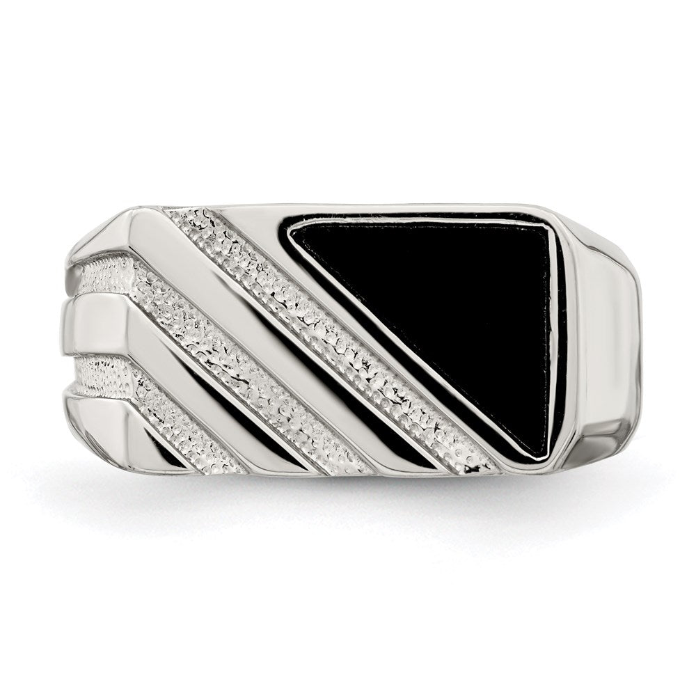 Sterlingsilber Rhodiniert Herren Onyx Ring