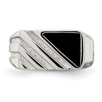 Sterlingsilber Rhodiniert Herren Onyx Ring