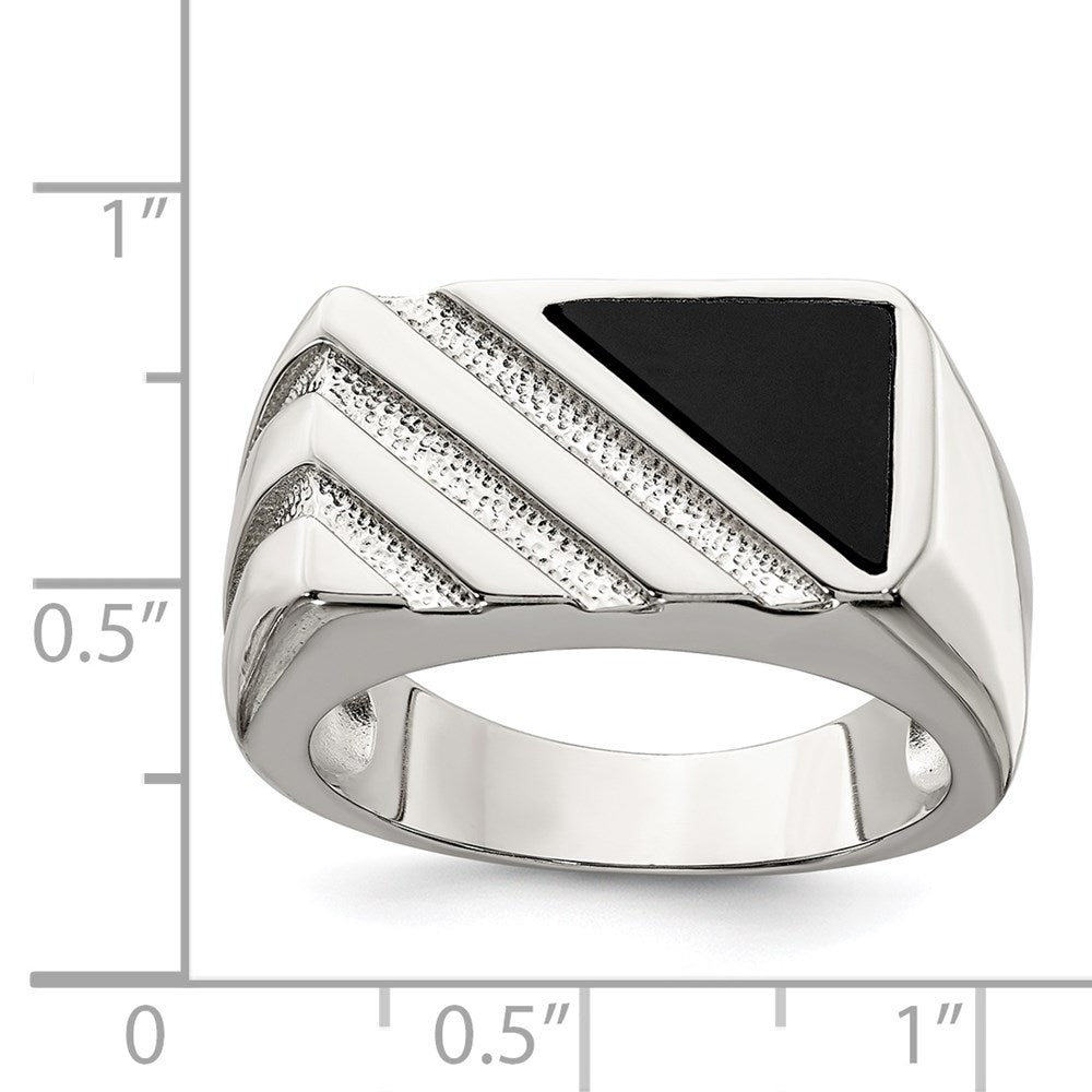 Sterlingsilber Rhodiniert Herren Onyx Ring