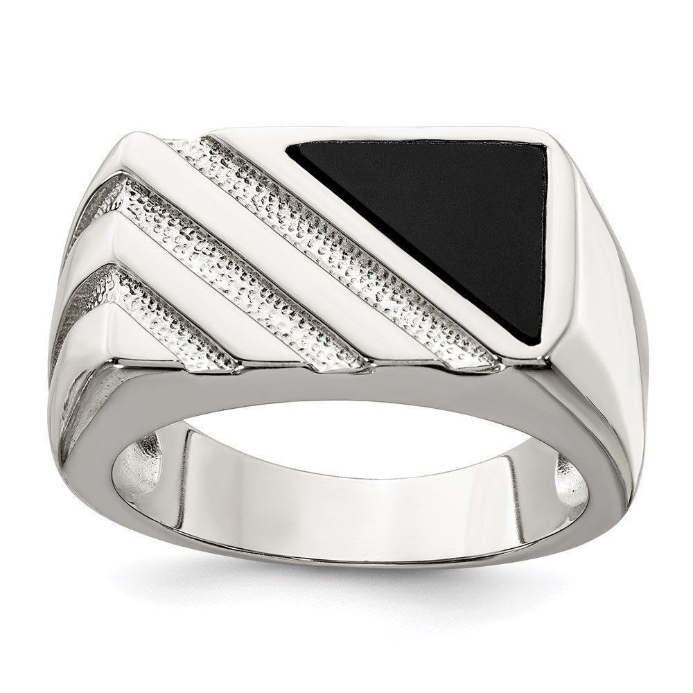 Sterlingsilber Rhodiniert Herren Onyx Ring
