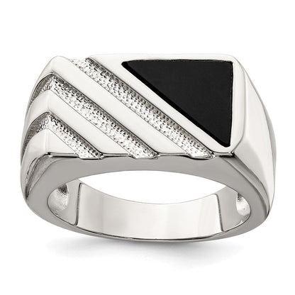 Sterlingsilber Rhodiniert Herren Onyx Ring