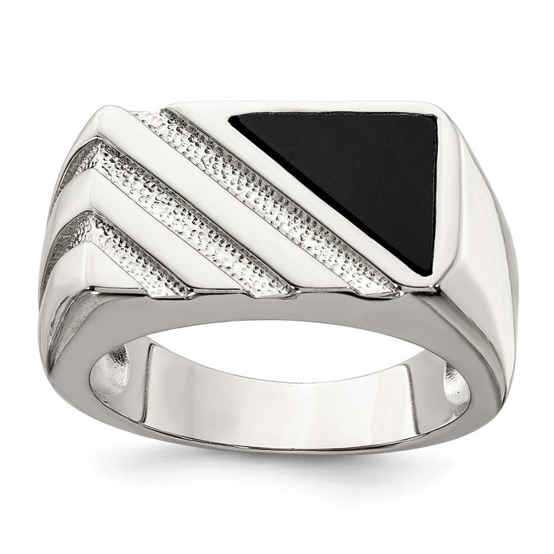 Sterlingsilber Rhodiniert Herren Onyx Ring