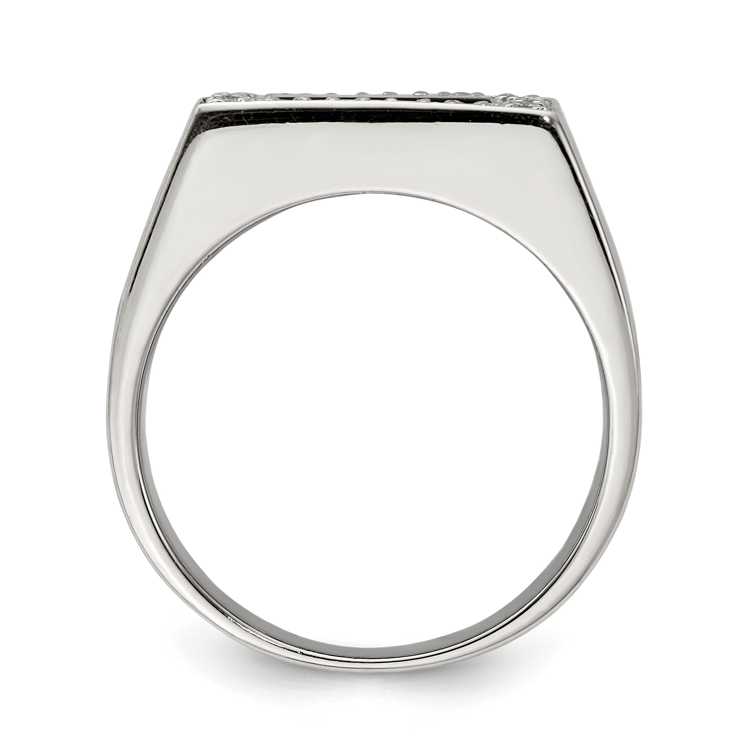 Sterlingsilber Rhodiniert Herren Zirkonia & Onyx Ring