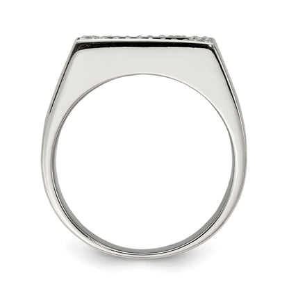 Sterlingsilber Rhodiniert Herren Zirkonia & Onyx Ring