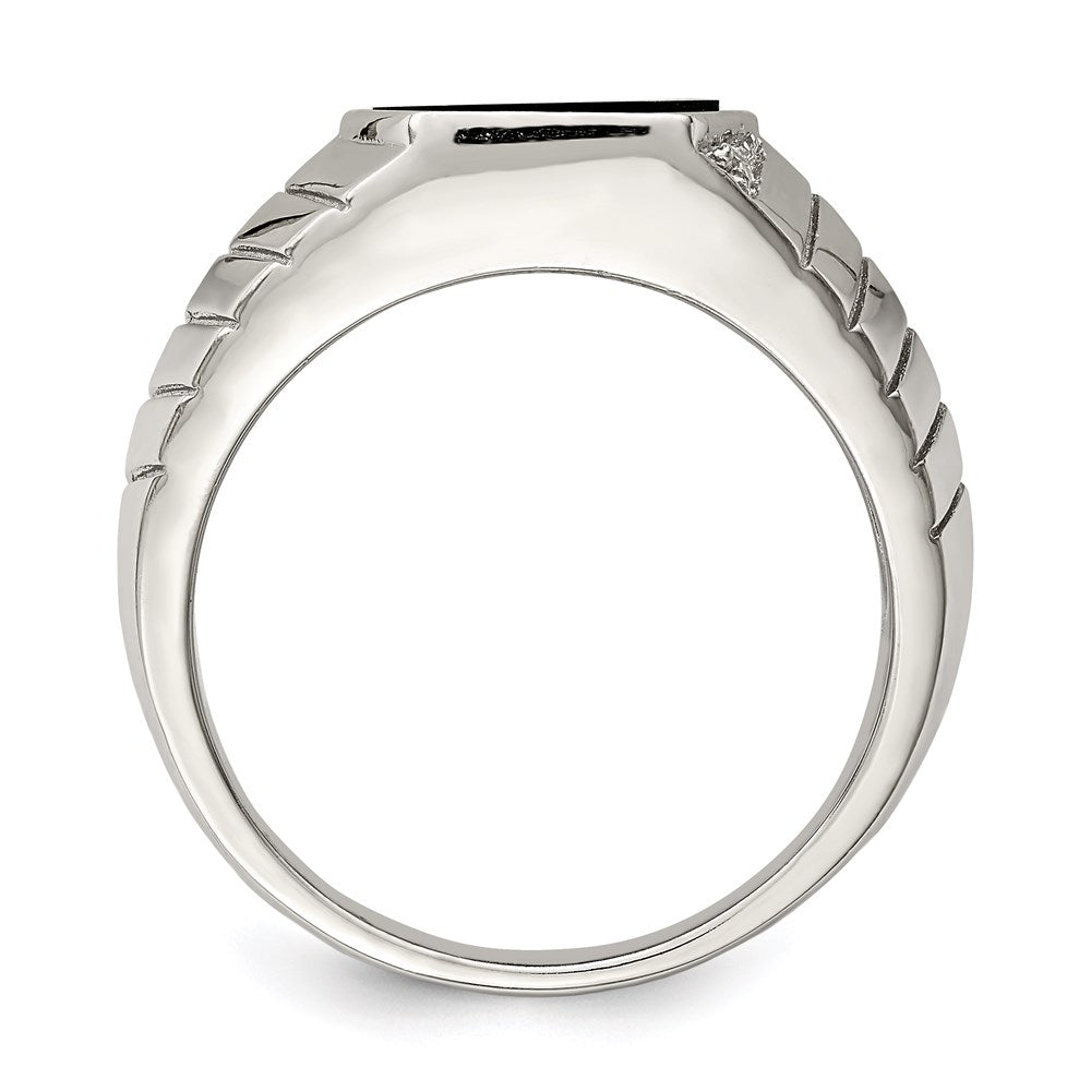 Sterlingsilber Rhodiniert Herren Zirkonia & Onyx Ring