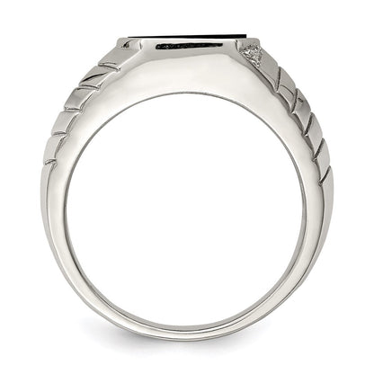 Sterlingsilber Rhodiniert Herren Zirkonia & Onyx Ring