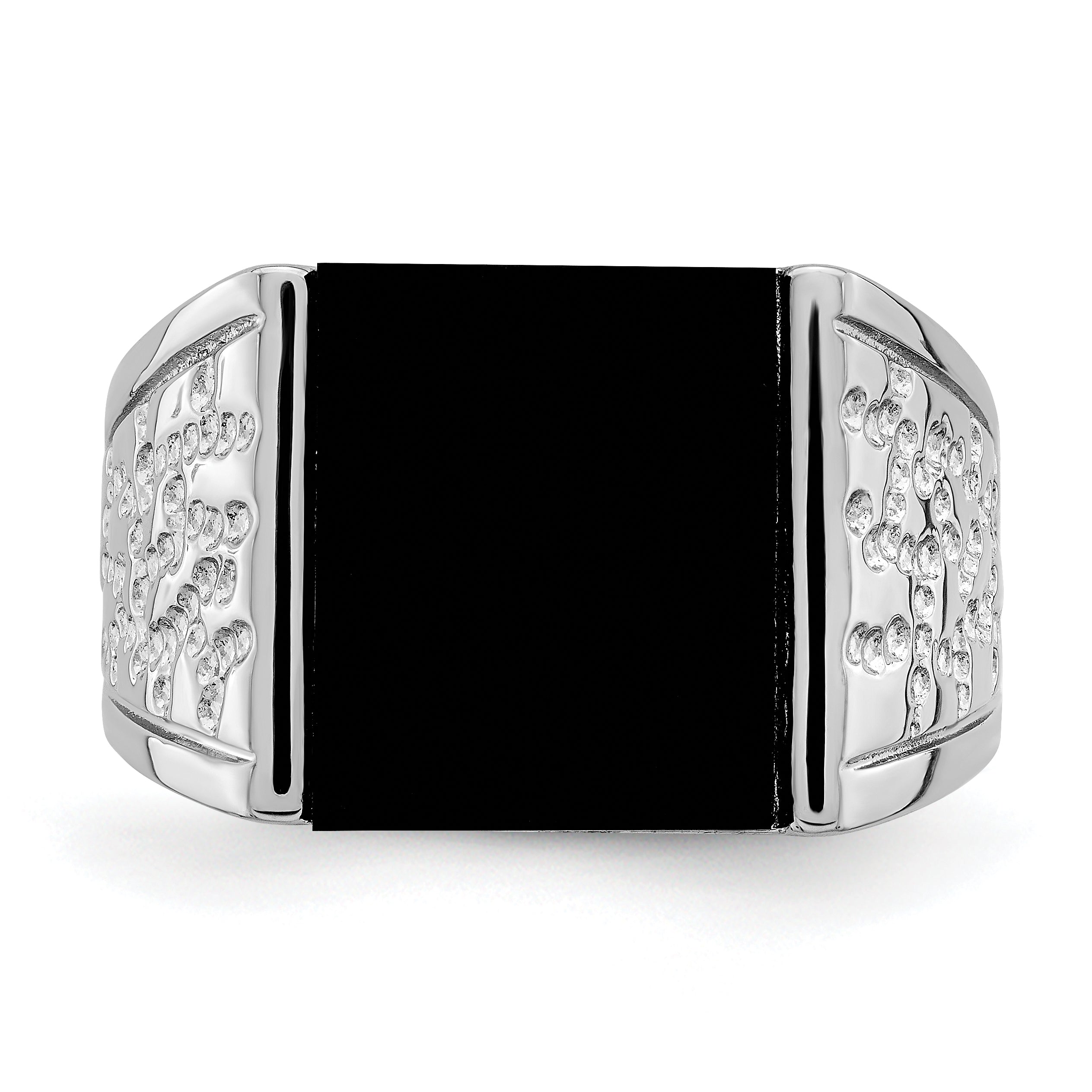 Sterlingsilber Rhodiniert Herren Onyx Ring