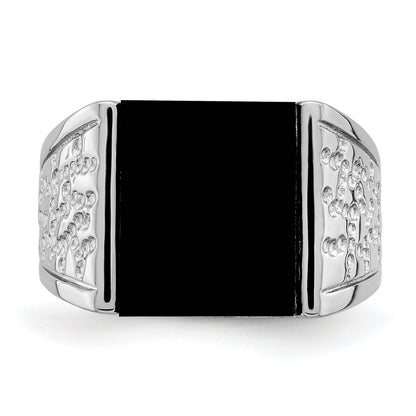 Sterlingsilber Rhodiniert Herren Onyx Ring