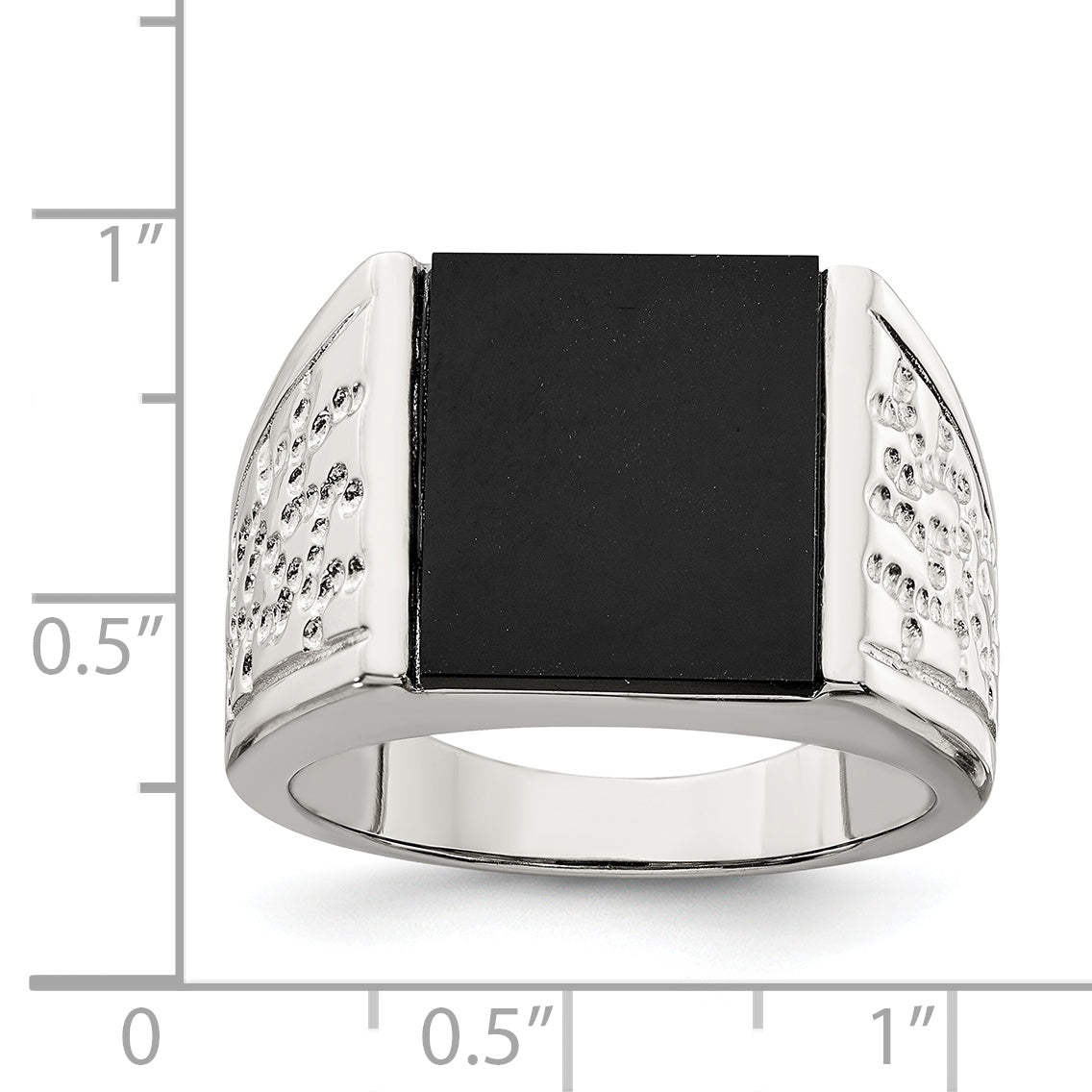 Sterlingsilber Rhodiniert Herren Onyx Ring