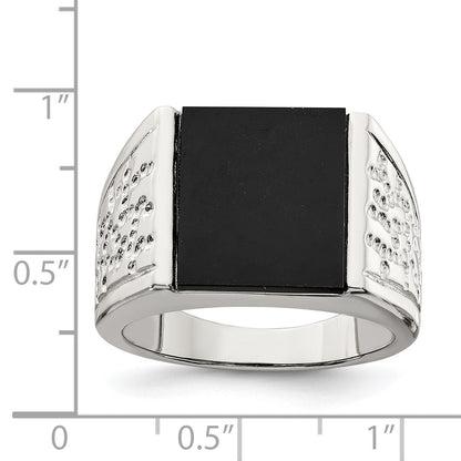Sterlingsilber Rhodiniert Herren Onyx Ring