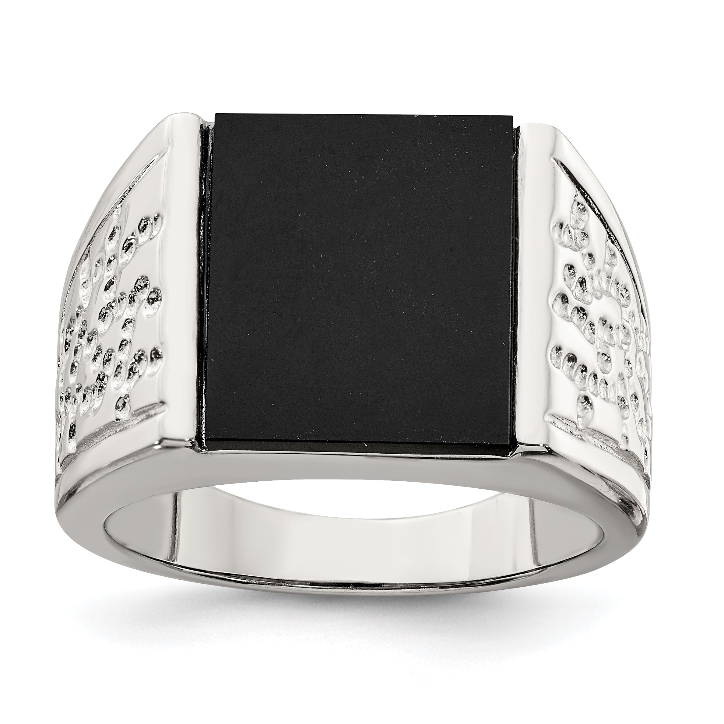 Sterlingsilber Rhodiniert Herren Onyx Ring