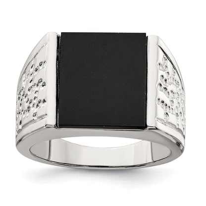 Sterlingsilber Rhodiniert Herren Onyx Ring